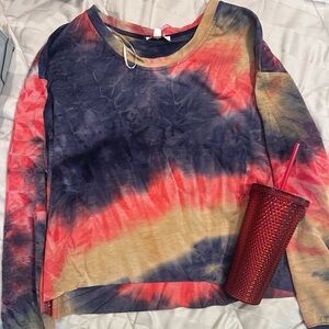 Umgee USA Multicolor Tie-Dye Long Sleeve Sweatshirt/  Top